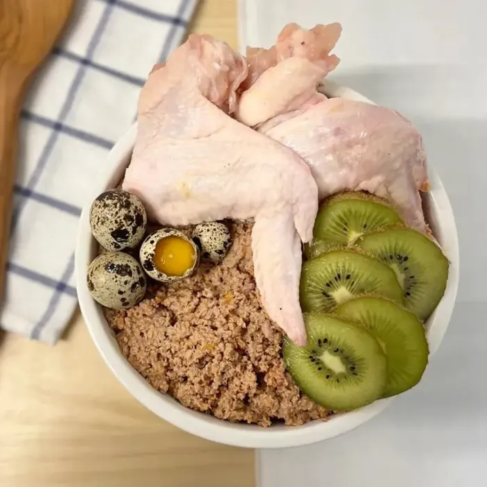 Porções congeladas da dieta natural