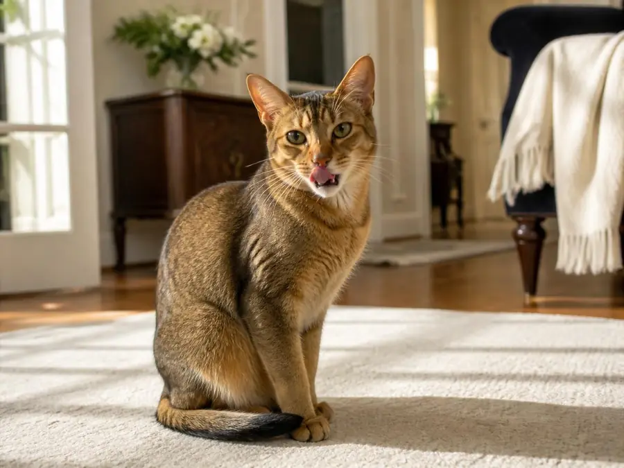 Gato saudável e satisfeito depois da refeição